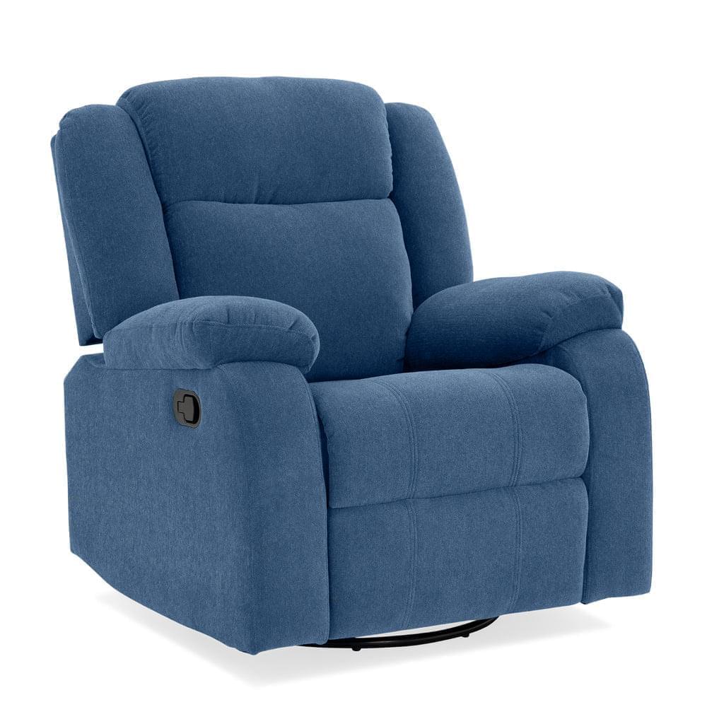 Avalon - Rocking & Rotating Single Seater Fabric Recliner in Twilight Blue Colour - Image 3