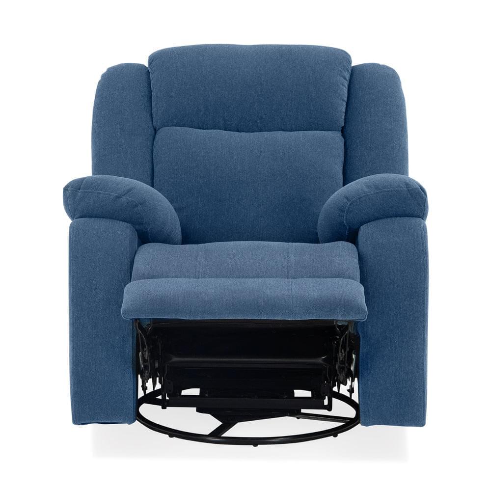 Avalon - Rocking & Rotating Single Seater Fabric Recliner in Twilight Blue Colour - Image 4