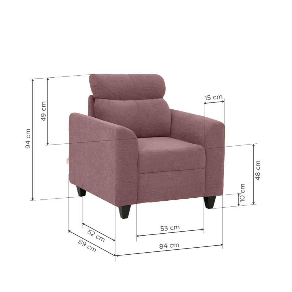 Zivo Plus Dusky Pink Fabric 1 seater Sofa - Image 4
