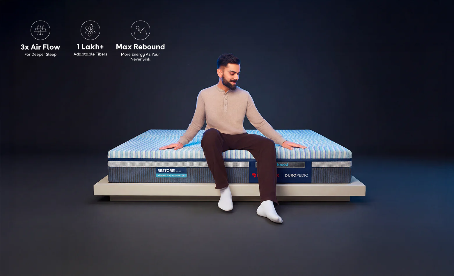 Duropedic Airboost 6.8 Arctic Ice Mattress | 1 lakh+ Airknit fibres with latex and adjustable firmness | 100 nights trial - Image 6