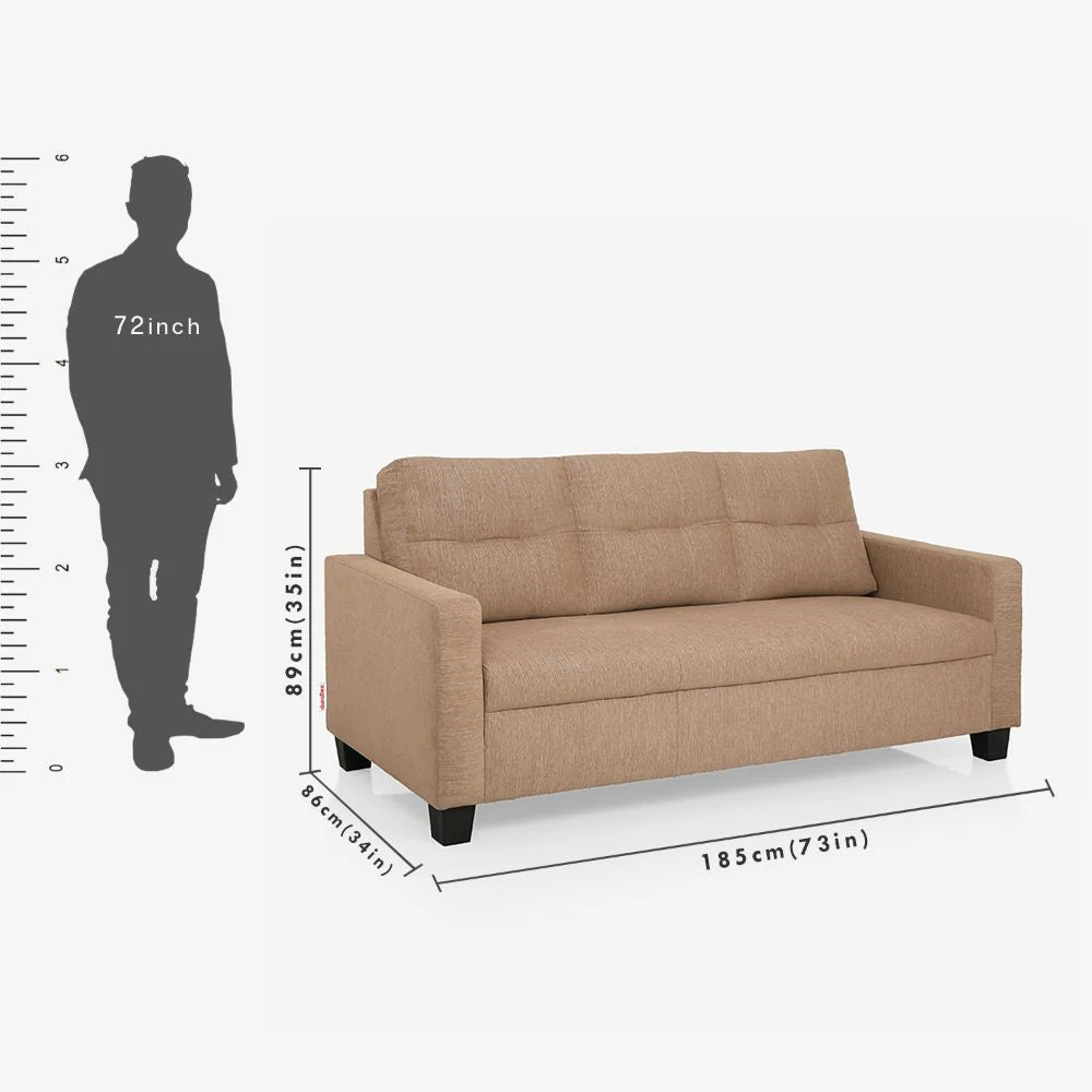 Ease Brown Fabric 3 Seater Sofa - Image 4