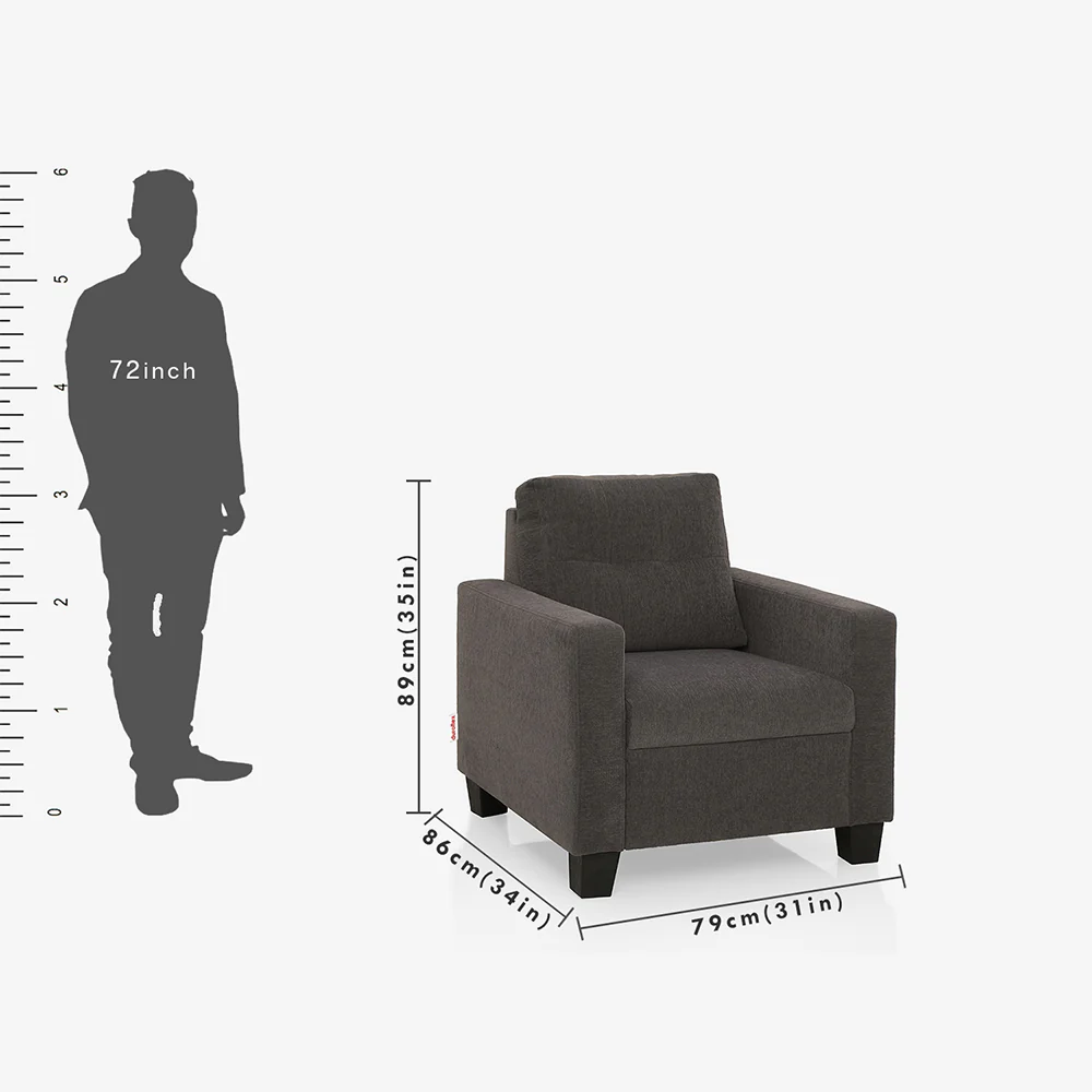 Ease Grey Fabric 1 seater sofa - Image 4