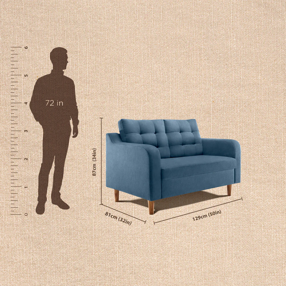 Ease Plus Blue Fabric 2 seater sofa - Image 4