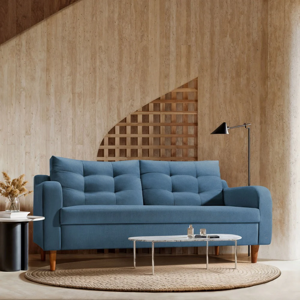 Ease Plus Blue Fabric 3 seater sofa