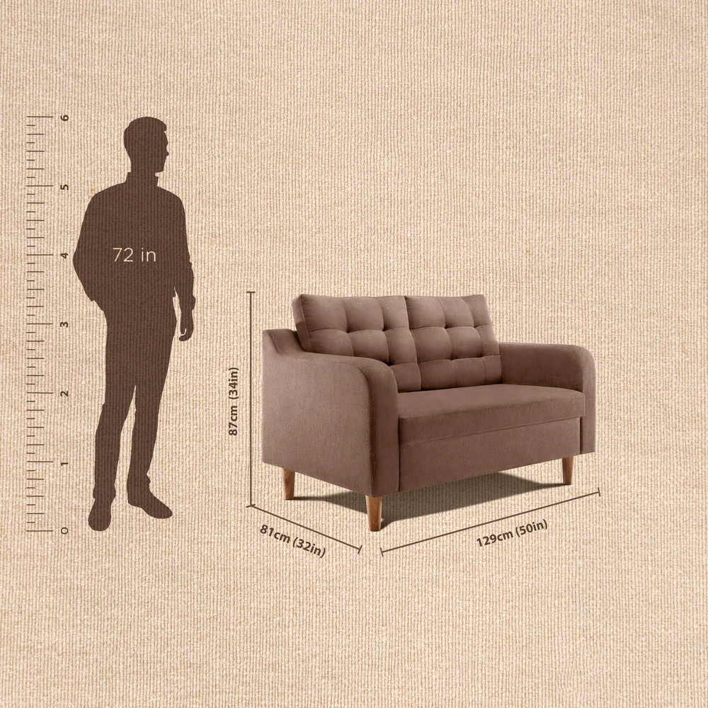 Ease Plus Brown Fabric 2 seater sofa - Image 4