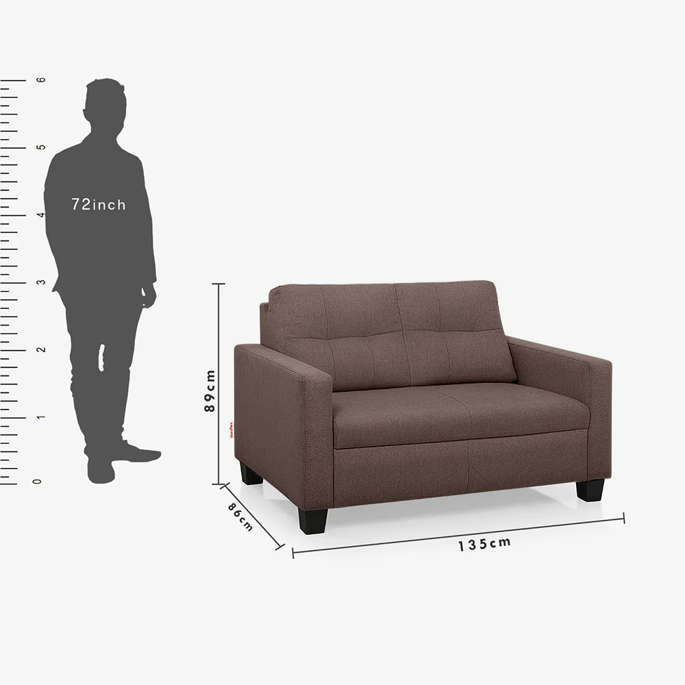 Ease Saddle Brown Fabric 2 Seater Sofa - Image 4