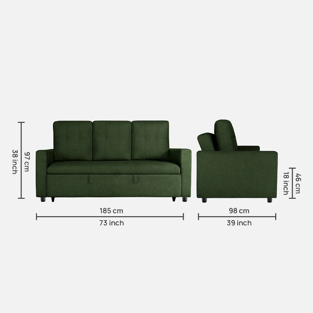 Ease Sap Green Fabric Sofa cum Bed - Image 4