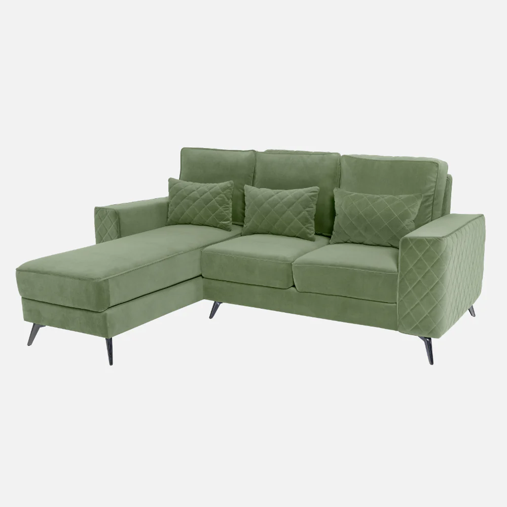 Eden Jade Green Fabric 2 Seater Sofa With Lounger - Image 3