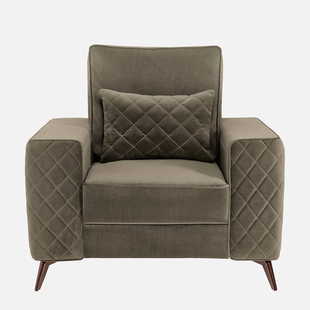 Eden Quartz Brown Fabric 1 Seater Sofa - Image 2