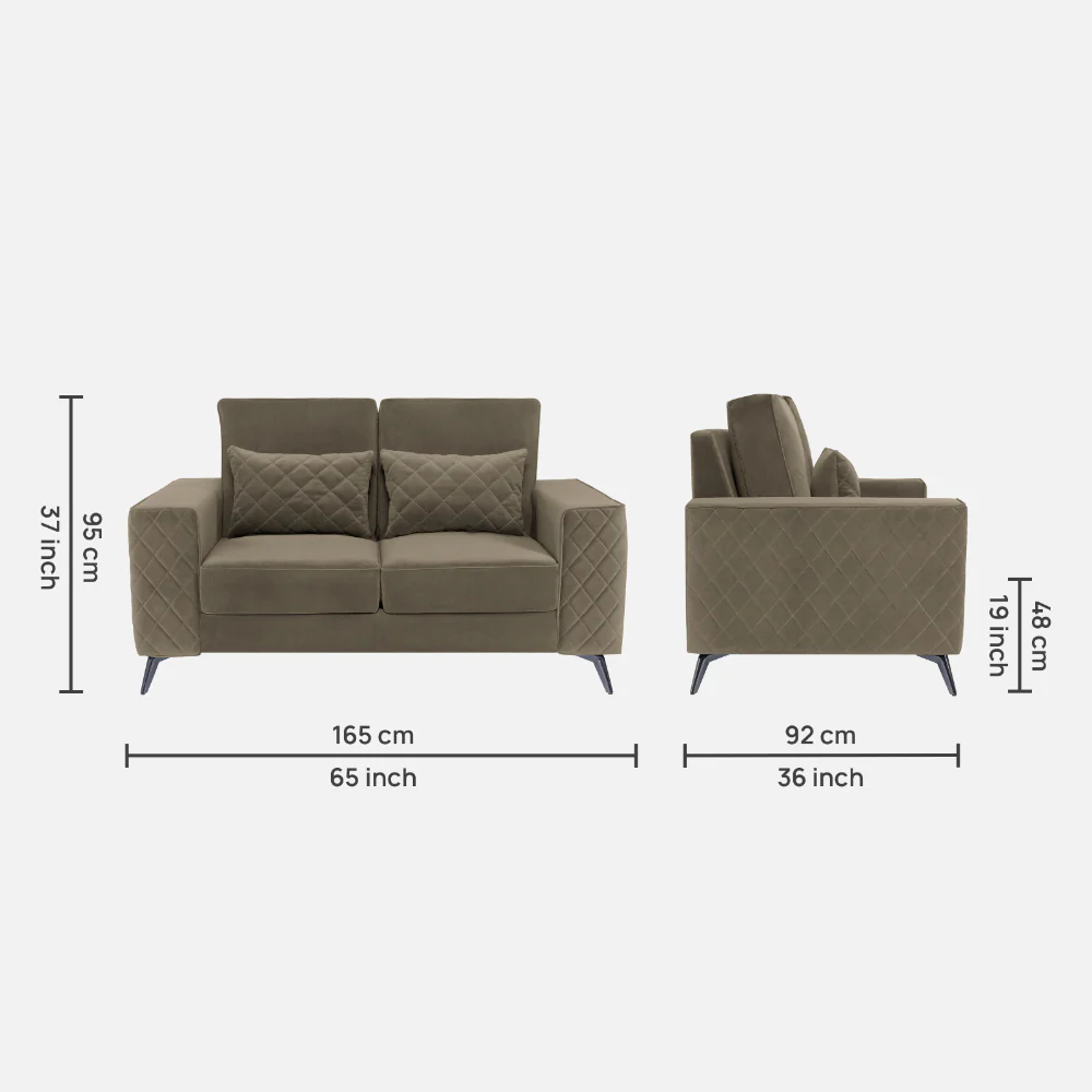 Eden Quartz Brown Fabric 2 Seater Sofa - Image 4