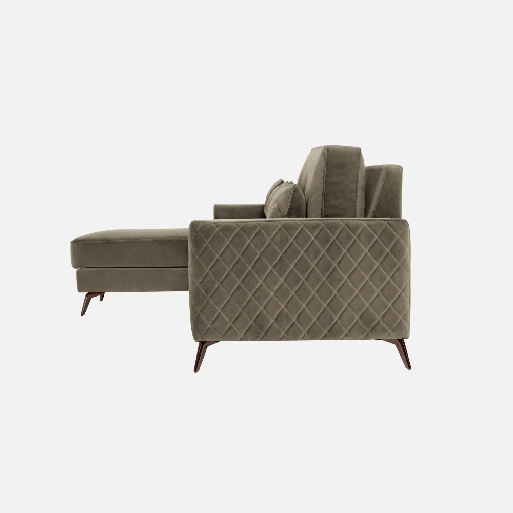 Eden Quartz Brown Fabric 2 Seater Sofa With Lounger - Image 5