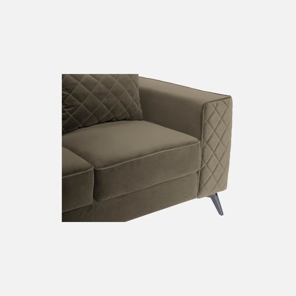 Eden Quartz Brown Fabric 2 Seater Sofa With Lounger - Image 6