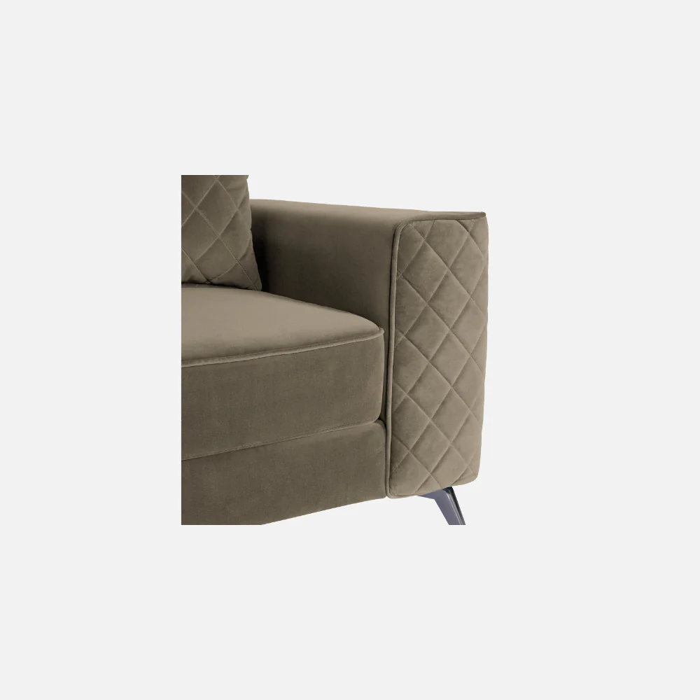 Eden Quartz Brown Fabric 2 Seater Sofa With Lounger - Image 7