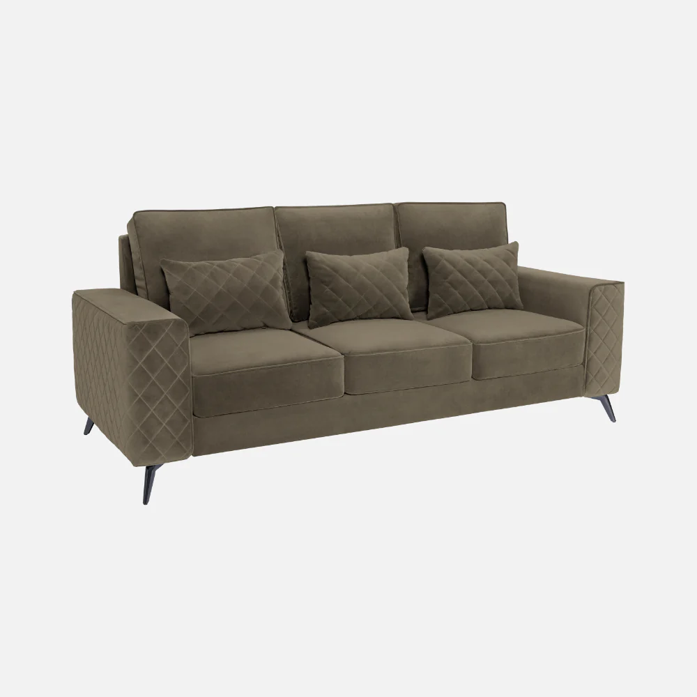 Eden Quartz Brown Fabric 3 Seater Sofa - Image 3