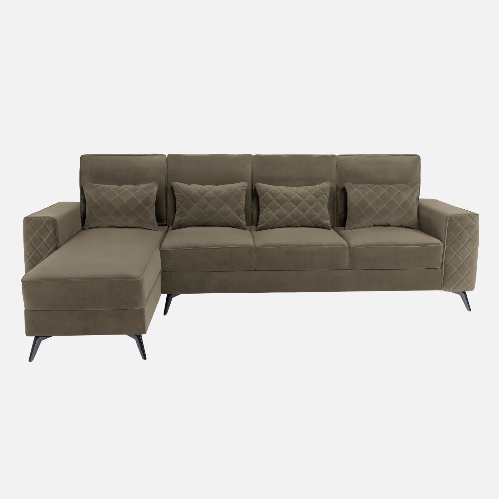 Eden Quartz Brown Fabric 3 Seater Sofa With Lounger - Image 2