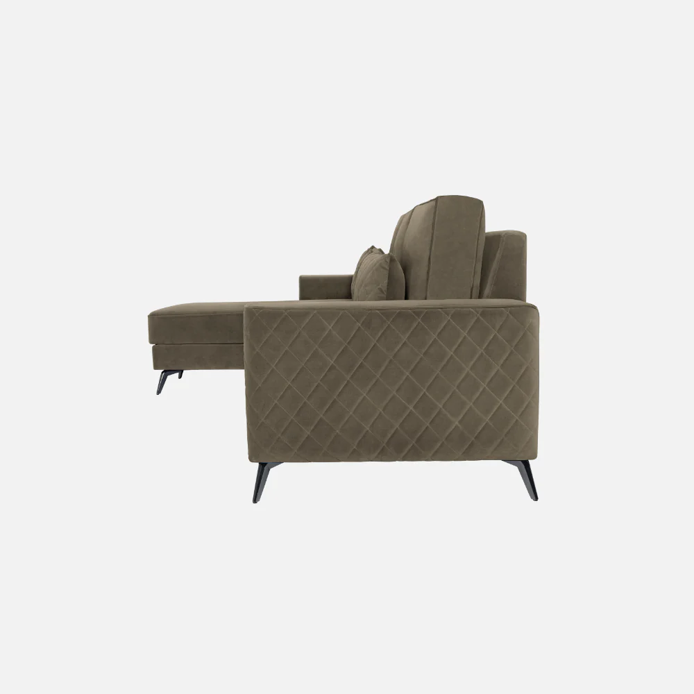 Eden Quartz Brown Fabric 3 Seater Sofa With Lounger - Image 3