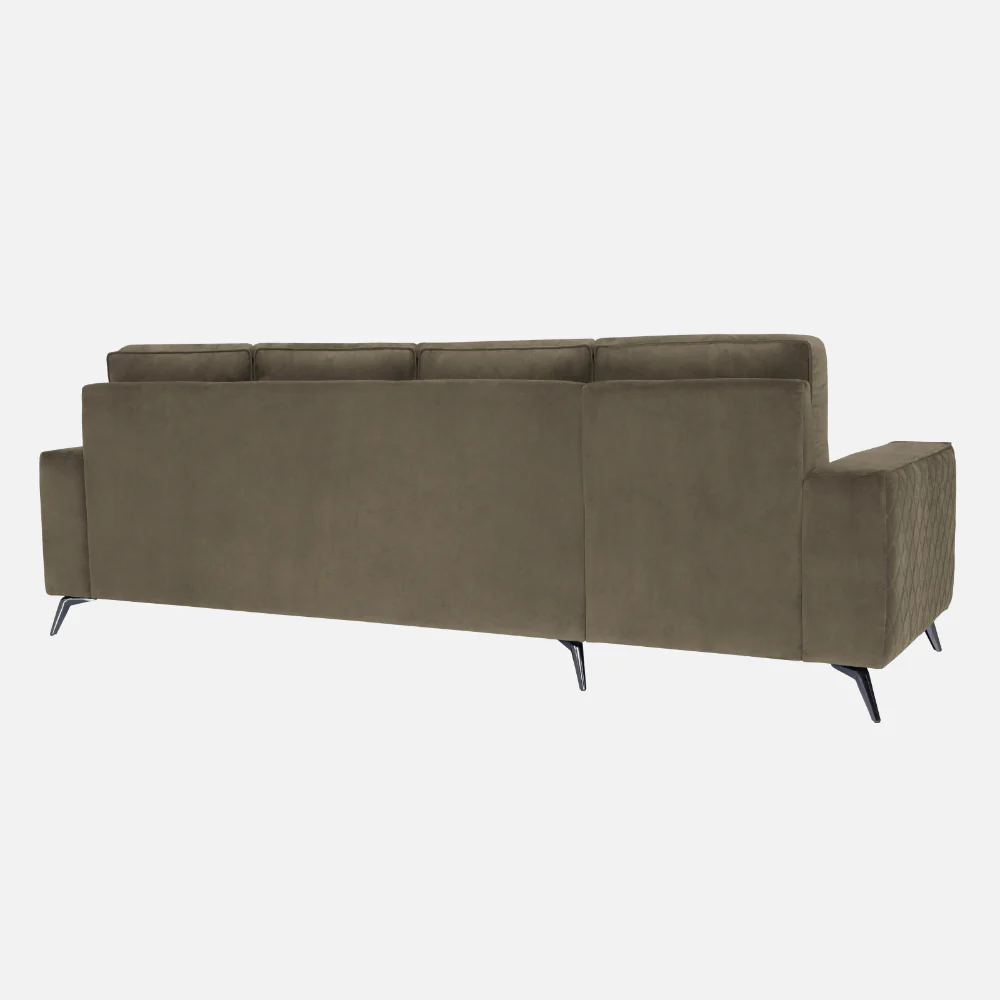 Eden Quartz Brown Fabric 3 Seater Sofa With Lounger - Image 8