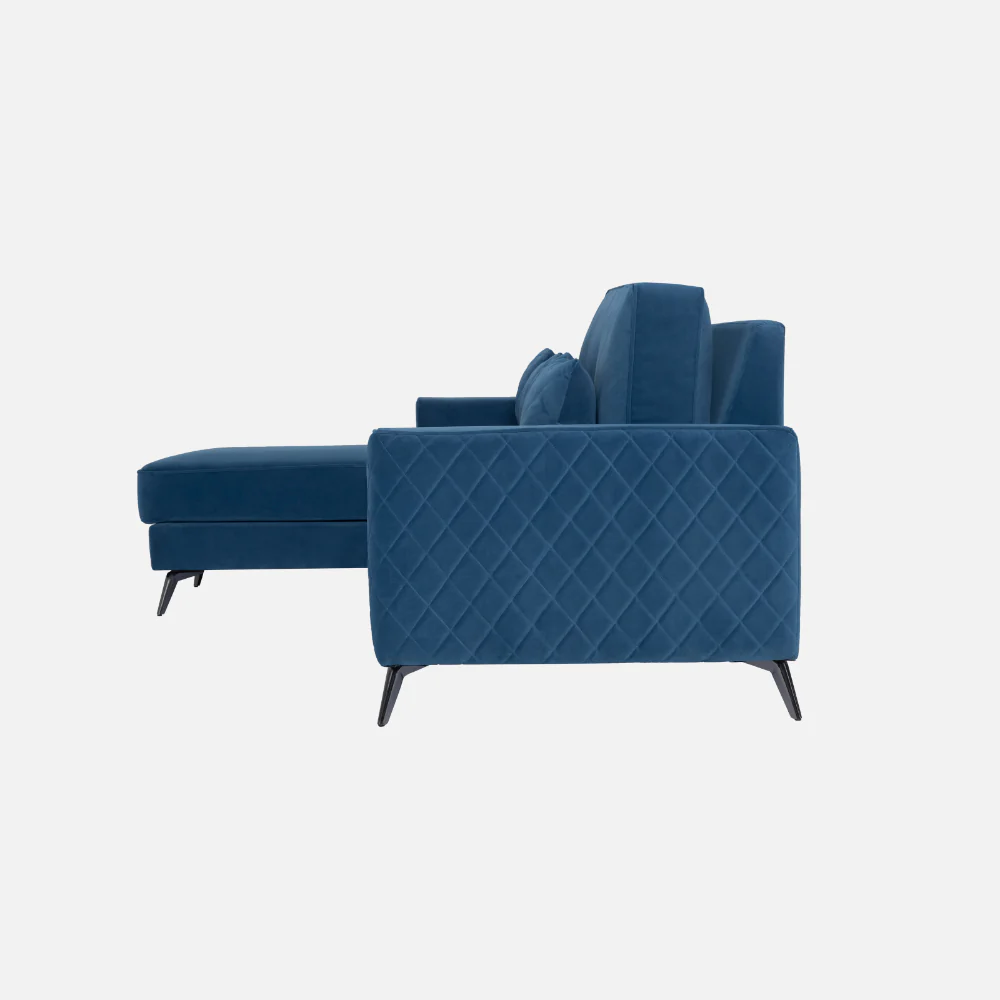 Eden Sapphire Blue Fabric 2 Seater Sofa With Lounger - Image 5