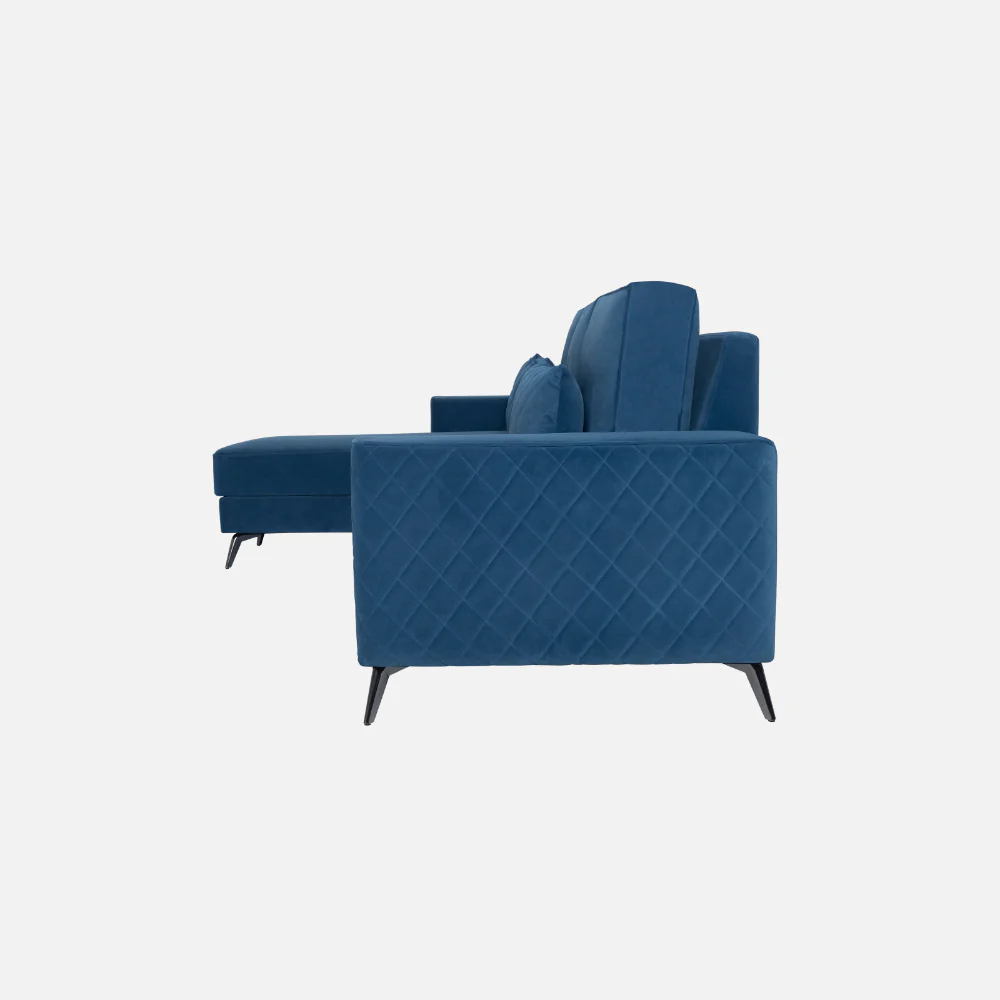 Eden Sapphire Blue Fabric 3 Seater Sofa With Lounger - Image 5