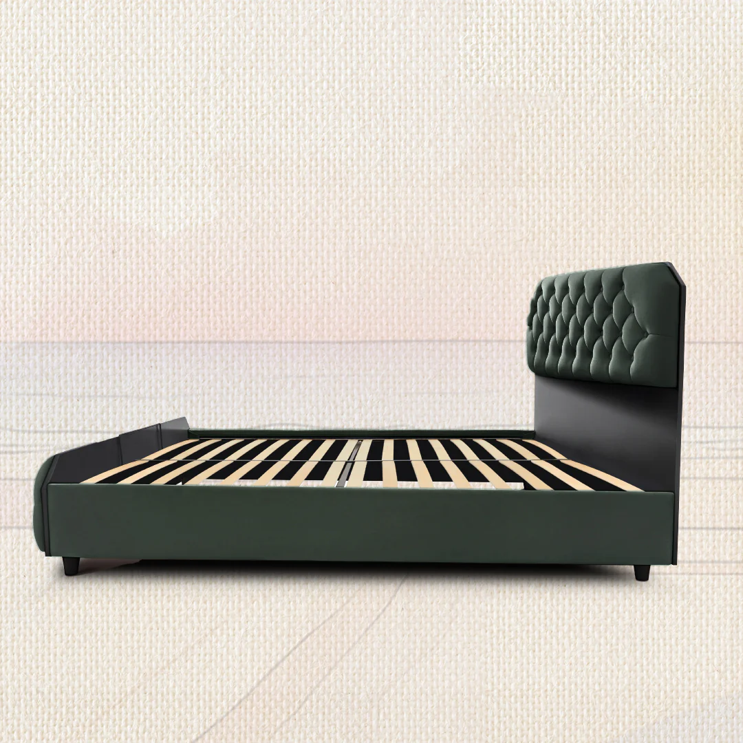 Serene Mountain View Upholstered Bed - Green - Image 3