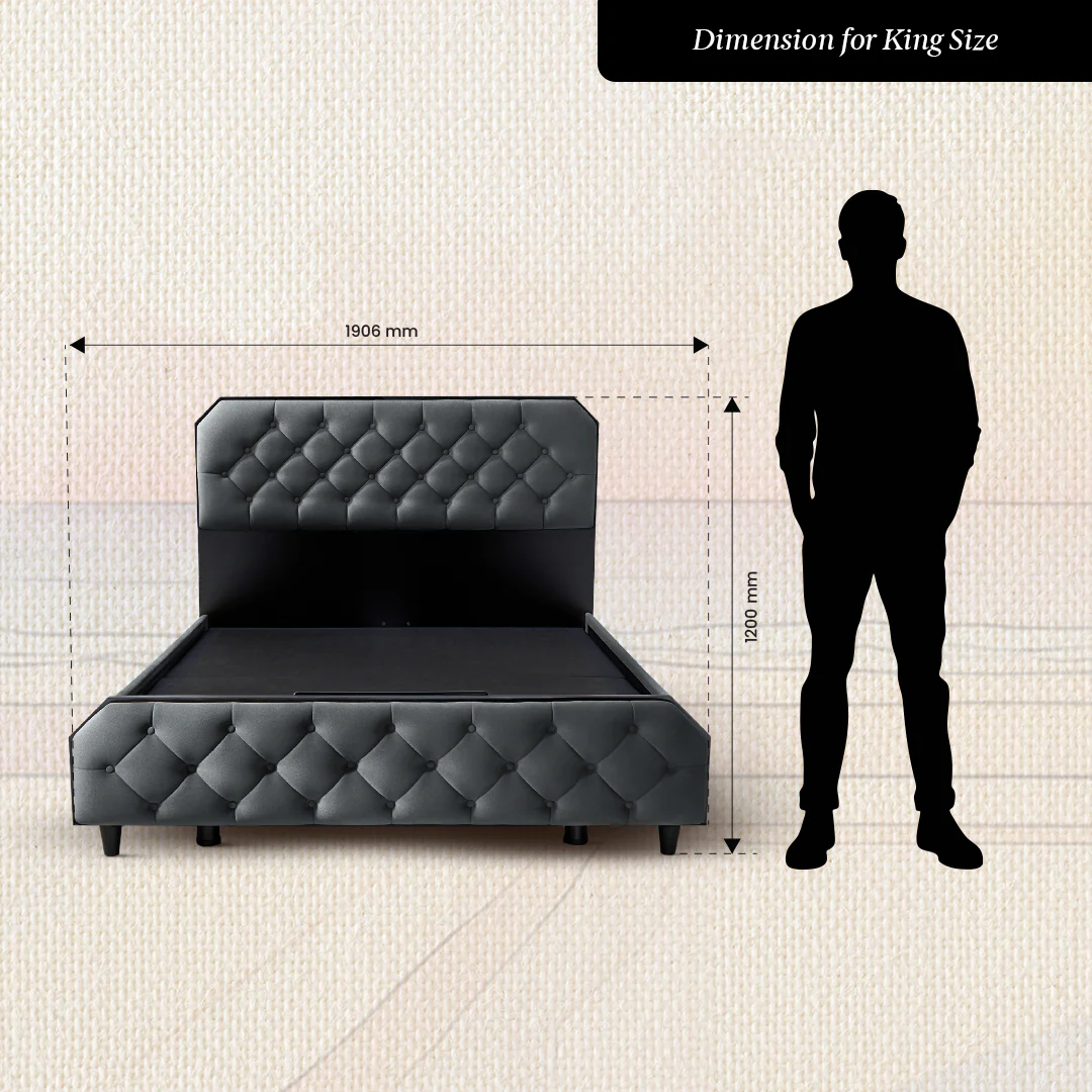 Serene Stormy Weather Upholstered Bed - Grey - Image 5