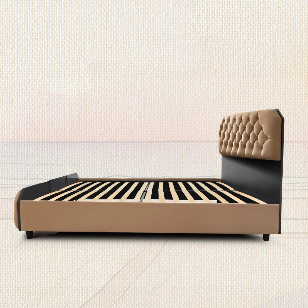 Serene Tiger's eye Upholstered Bed - Brown - Image 3