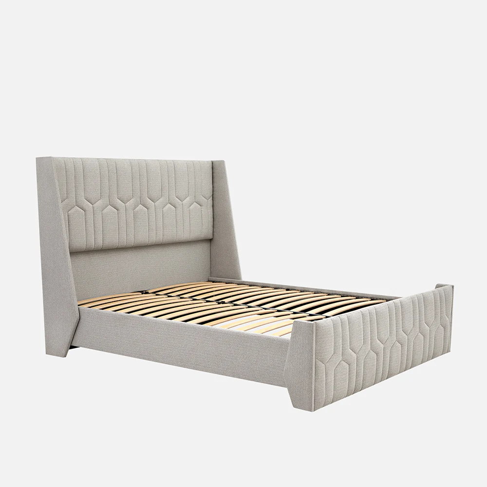 Tranquil Lime Shell Upholstered Bed - Grey Color - Image 9