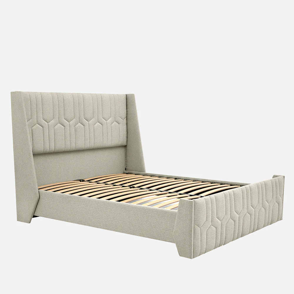 Tranquil Sea Shell Upholstered Bed - Beige Color - Image 9