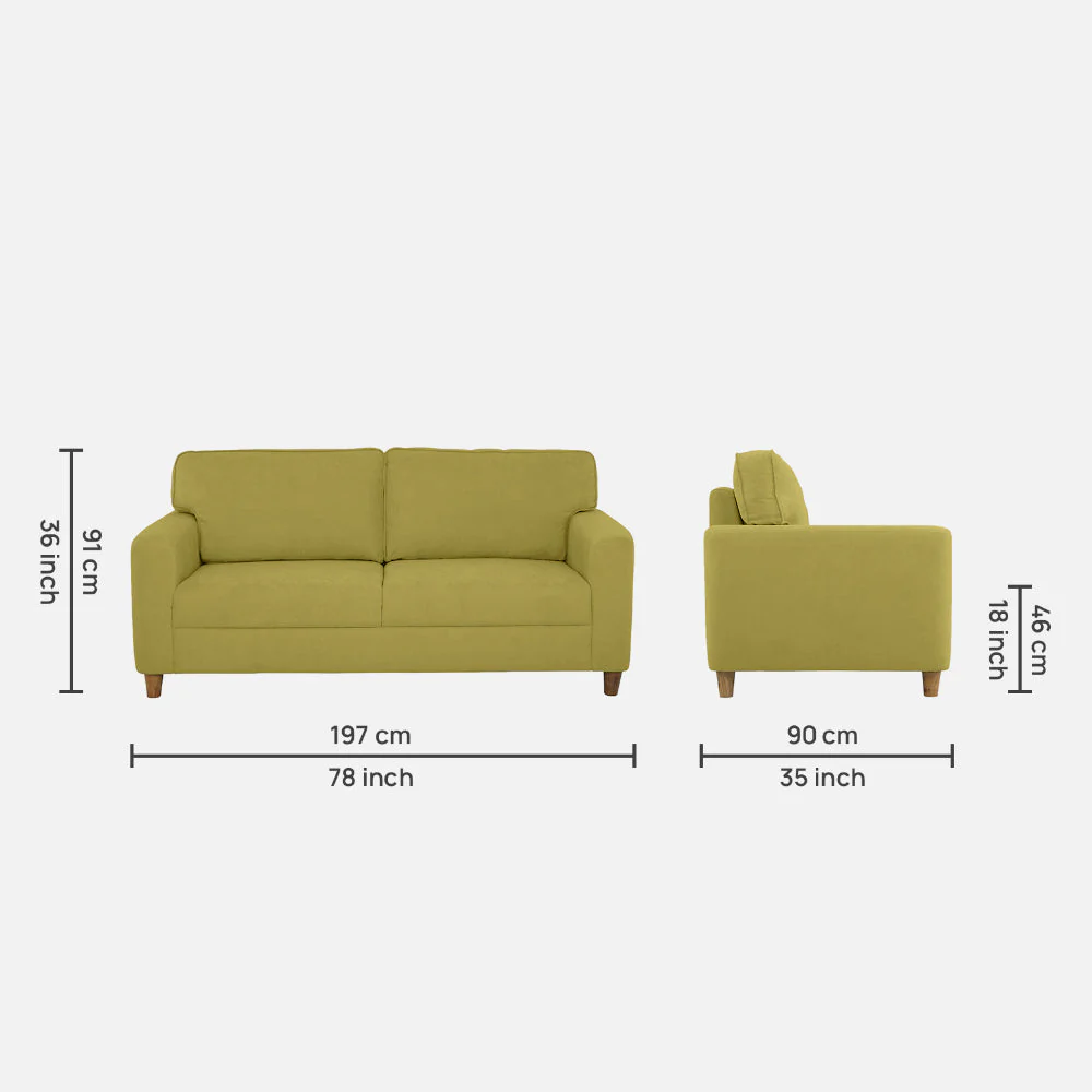 Utopia Green Fabric 3 Seater Sofa - Image 4
