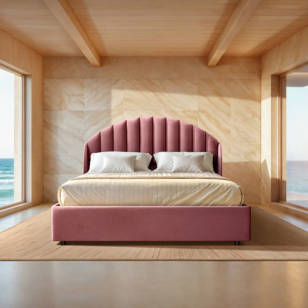 Wave Plus Adjustable Bed Celeste Upholstered Bed (Pink)+ Wave Kinect Reva Mattress 8"(20.3cm)