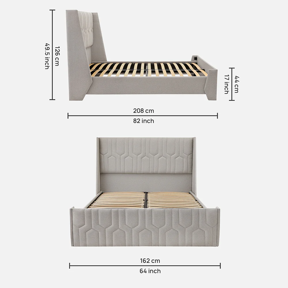Wave Plus Adjustable Bed + Tranquil Upholstered Bed (Beige)+ Livein Duropedic Mattress 6" - Image 6