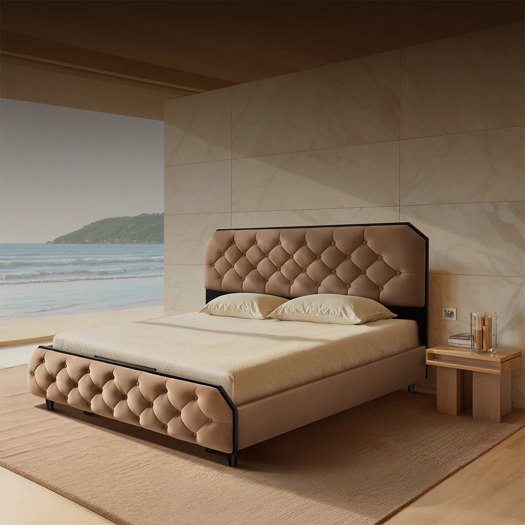 Wave Plus Adjustable Bed Serene Upholstered Bed (Brown)+ Wave Kinect Propel Mattress 8"(20.3cm) - Image 2