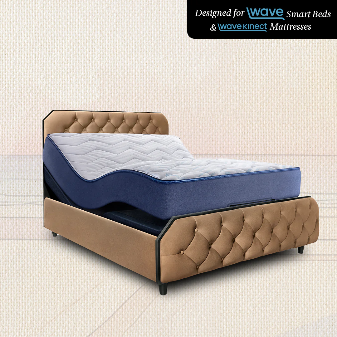 Wave Plus Adjustable Bed Serene Upholstered Bed (Brown)+ Wave Kinect Reva Mattress 8"(20.3cm) - Image 4