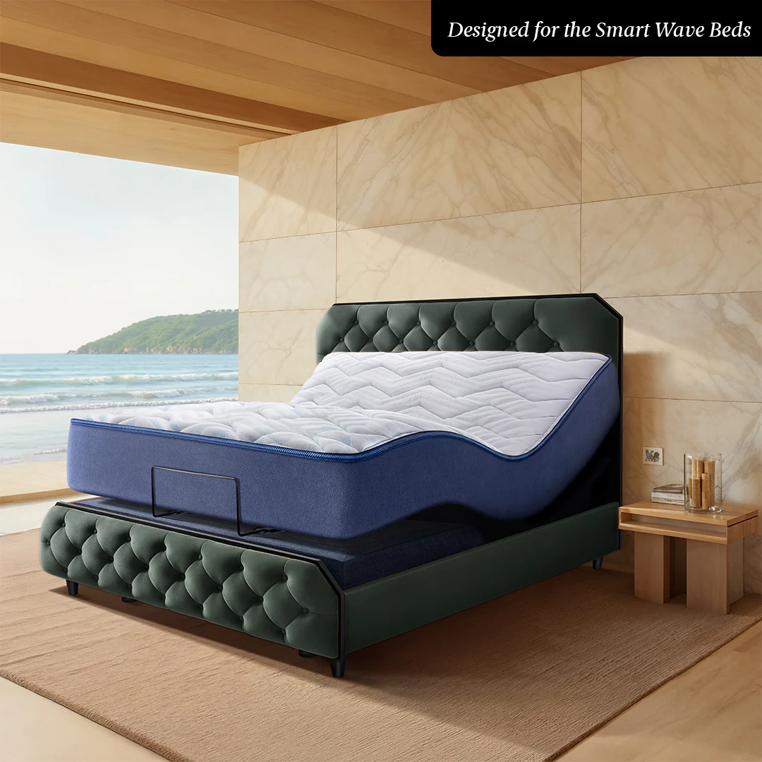 Wave Plus Adjustable Bed Serene Upholstered Bed (Green)+ Wave Kinect Reva Mattress 8"(20.3cm) - Image 7