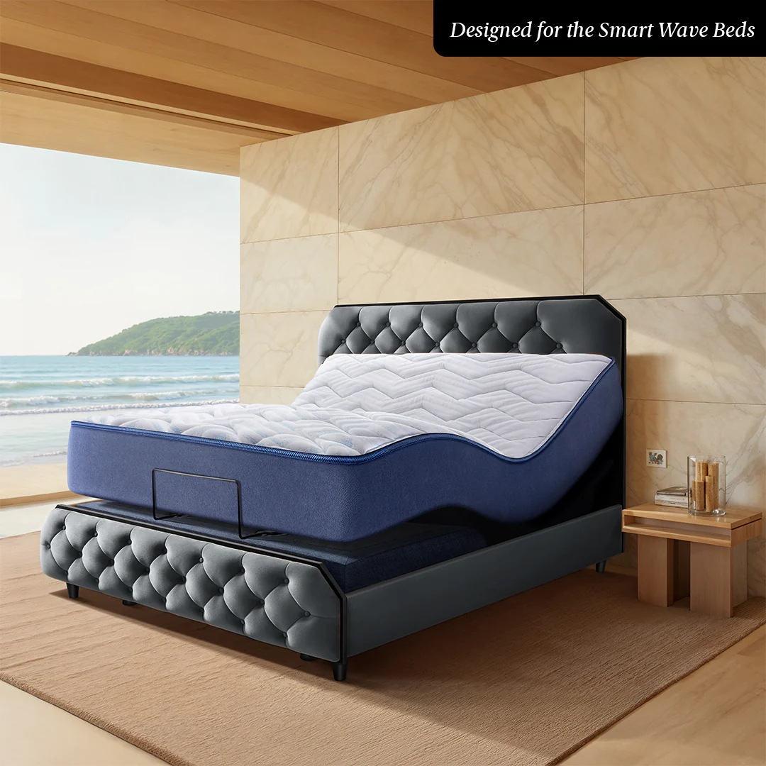 Wave Plus Adjustable Bed Serene Upholstered Bed (Grey)+ Wave Kinect Propel Mattress 8"(20.3cm) - Image 3