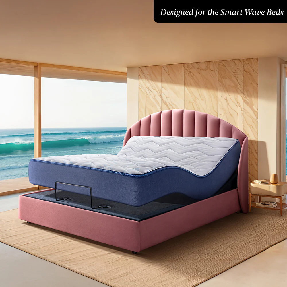 Wave Plus Adjustable Bed with Celeste Upholstered Bed and Livein Duropedic - Pink - Image 3
