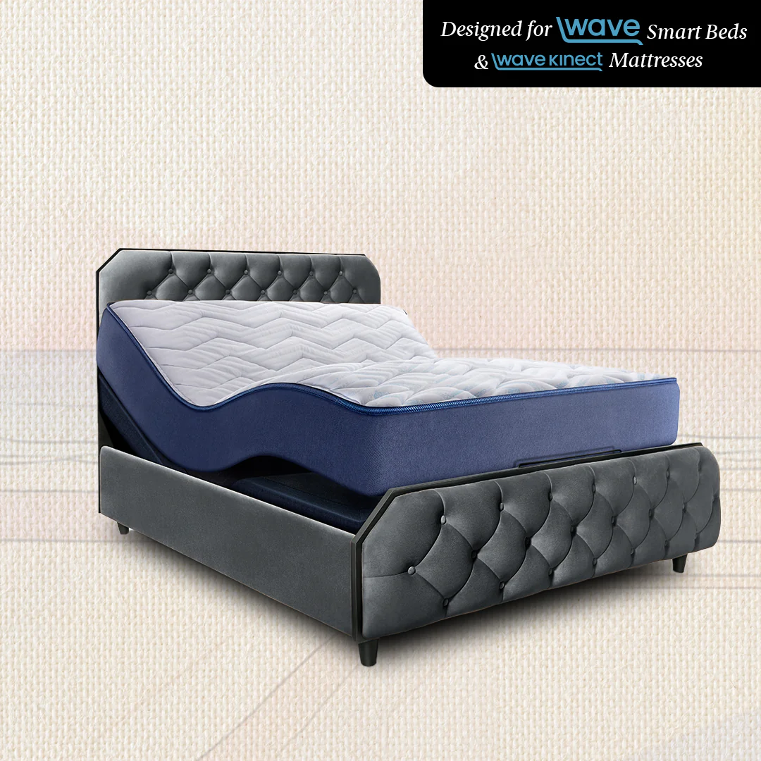 Wave Plus Adjustable Bed with Serene Upholstered Bed and Livein Duropedic-Grey - Image 4