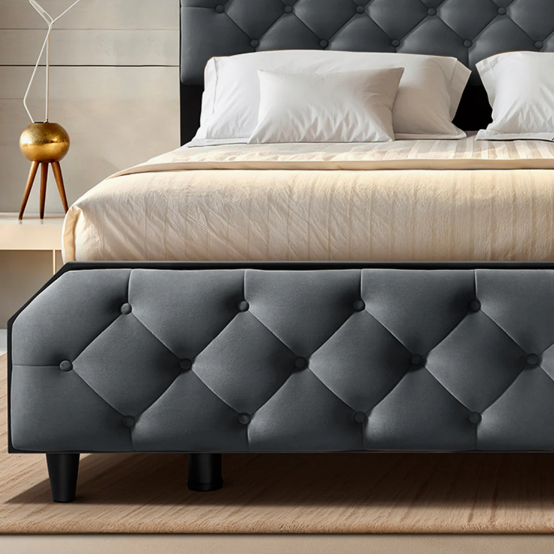 Wave Plus Adjustable Bed with Serene Upholstered Bed and Livein Duropedic-Grey - Image 7