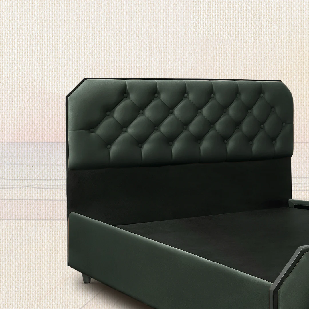 Wave Plus Adjustable Bed + Serene Upholstered Bed (Green)+ Quboid Mattress 8" - Image 5
