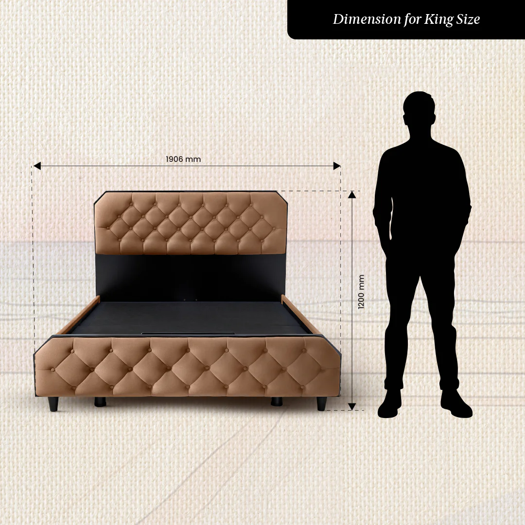 Wave Twin Adjustable Bed with Serene Brown (Tiger's Eye) Upholstered Bed with Quboid 8" (20.3 cm) and 2 Fitted Bedsheets - Image 12
