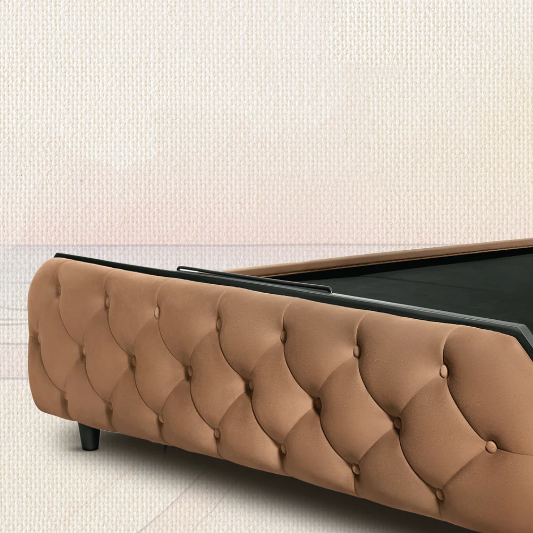Wave Twin Adjustable Bed with Serene Brown (Tiger's Eye) Upholstered Bed with Quboid 8" (20.3 cm) and 2 Fitted Bedsheets - Image 8