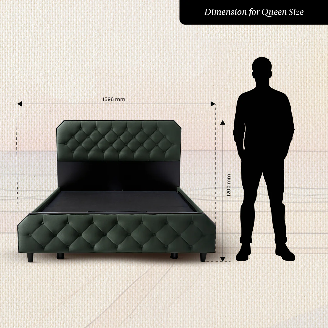 Wave Twin Adjustable Bed with Serene Green (Mountain View) Upholstered Bed with Quboid 8" (20.3 cm) and 2 Fitted Bedsheets - Image 11