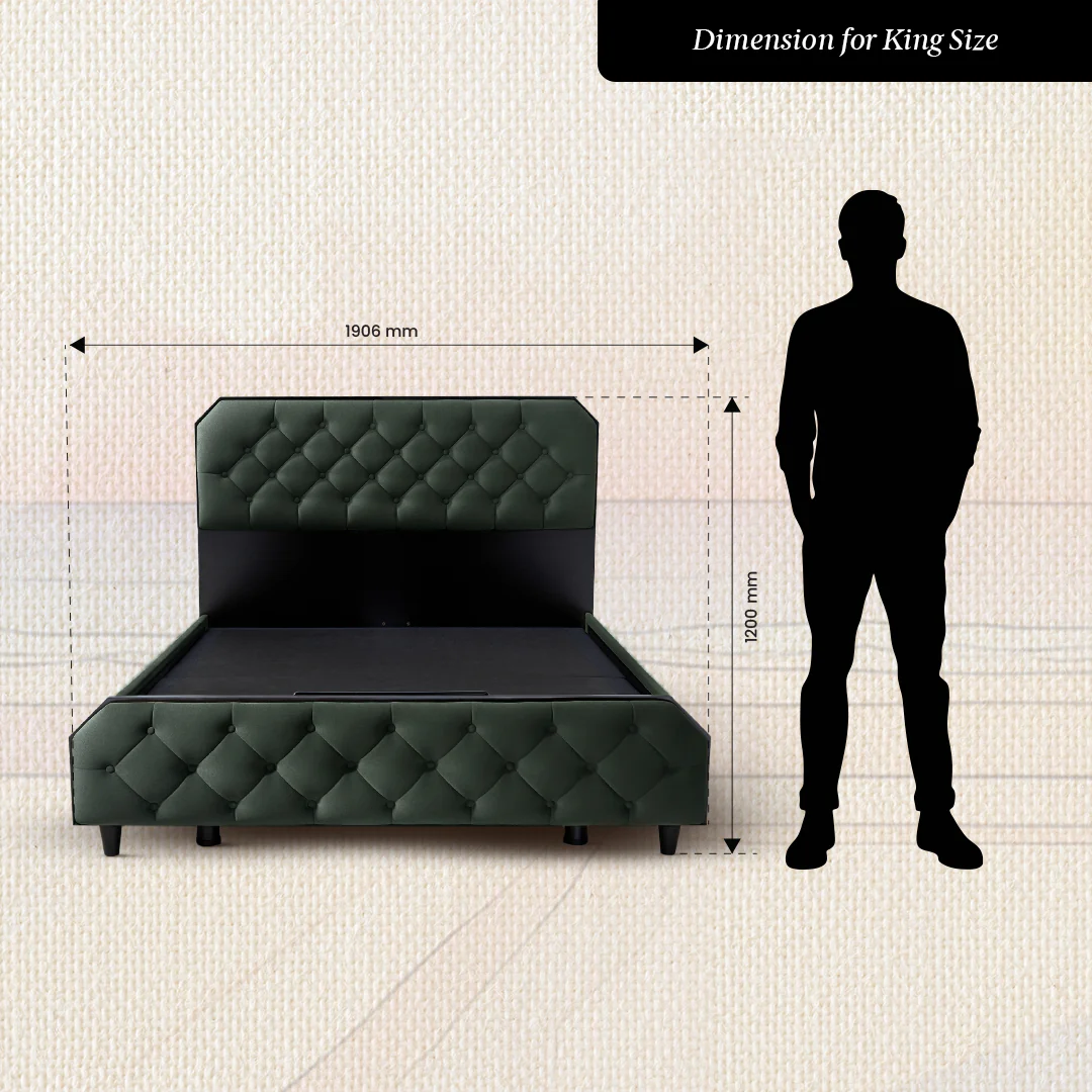 Wave Twin Adjustable Bed with Serene Green (Mountain View) Upholstered Bed with Quboid 8" (20.3 cm) and 2 Fitted Bedsheets - Image 12