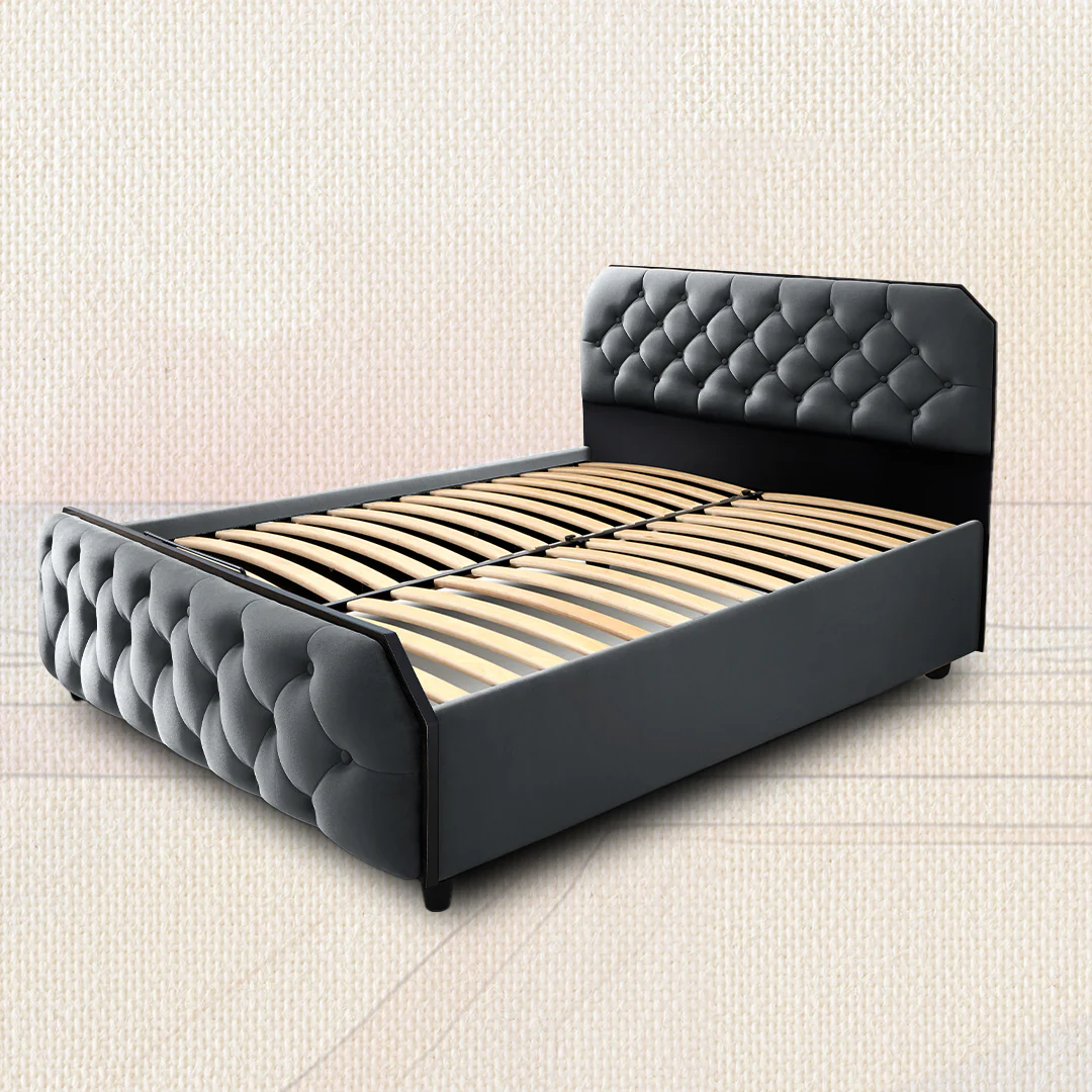 Wave Twin Adjustable Bed with Serene Grey (Stormy Weather) Upholstered Bed with Quboid 8" (20.3 cm), and 2 Fitted Bedsheets - Image 9