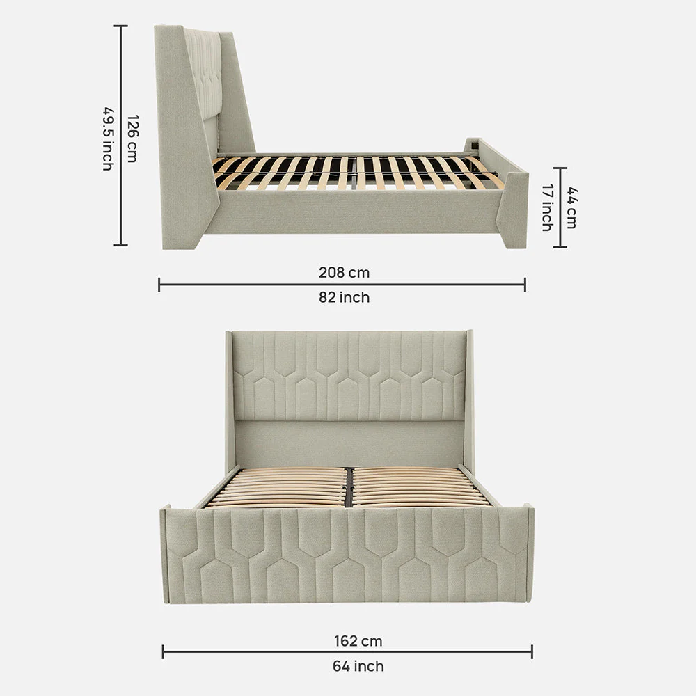 Wave Twin Adjustable Bed with Tranquil Beige ( Sea Shell )Upholstered Bed, Mattress, and 2 Fitted Bedsheets - Image 4