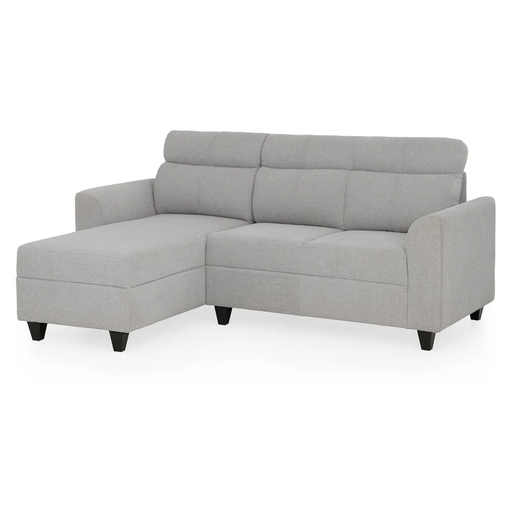 Zivo Plus Cloudy Gray Fabric 2 Seater Sofa with Lounger - Image 3