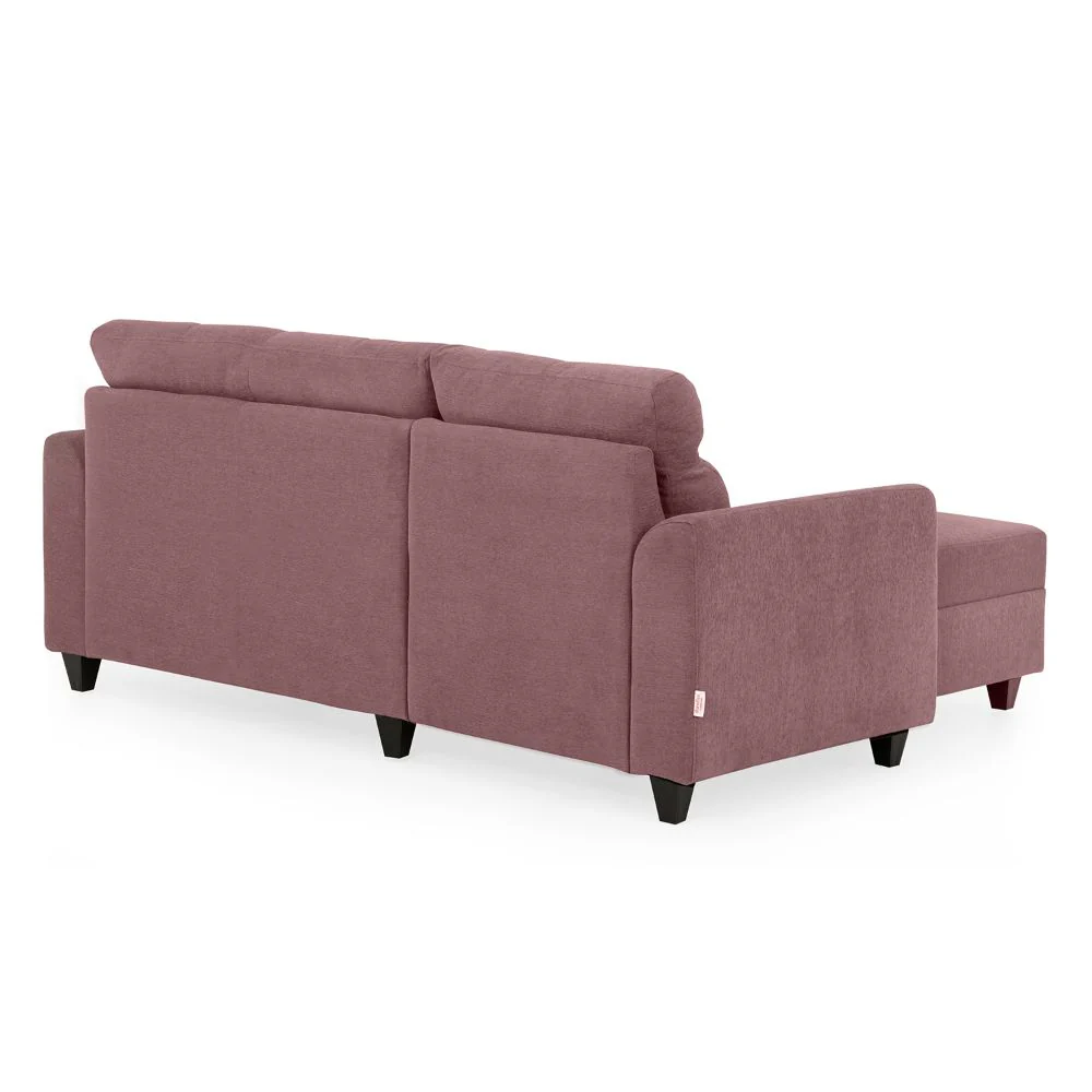 Zivo Plus Dusky Pink Fabric 2 Seater Sofa with Lounger - Image 10