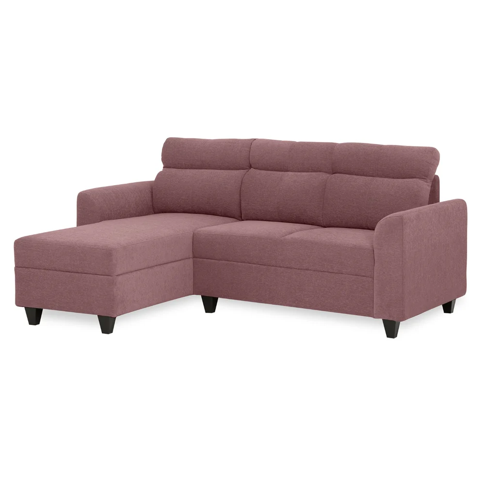Zivo Plus Dusky Pink Fabric 2 Seater Sofa with Lounger - Image 3