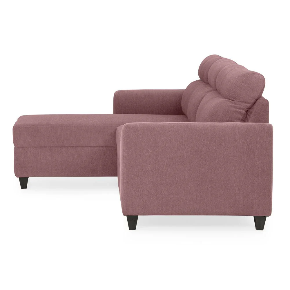 Zivo Plus Dusky Pink Fabric 2 Seater Sofa with Lounger - Image 4